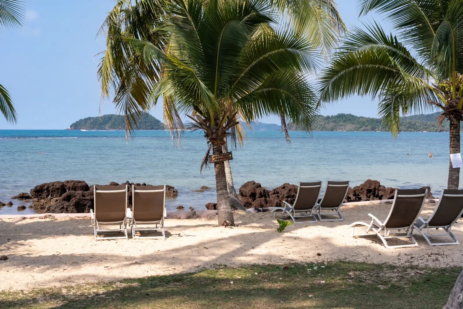 Aerial view of Koh Mak island surrounded by turquoise water